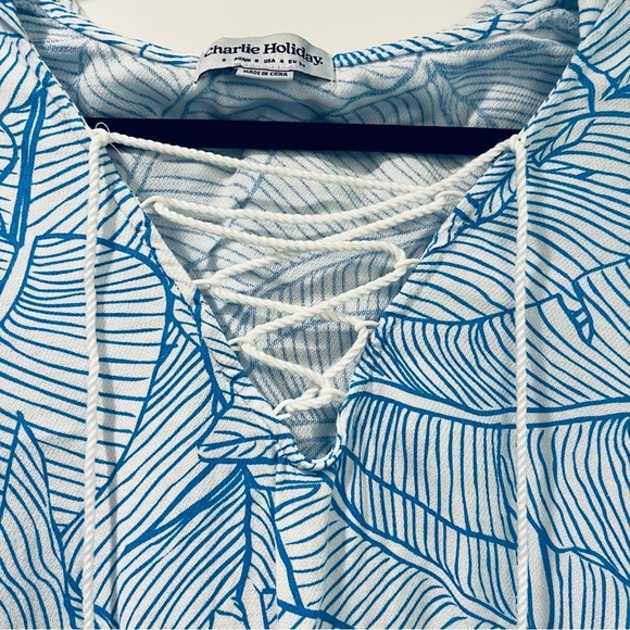 Charlie Holiday Blue White Coco Swim Oversize Beach Coverup Size Small US 4 EU34 - Picture 7 of 10